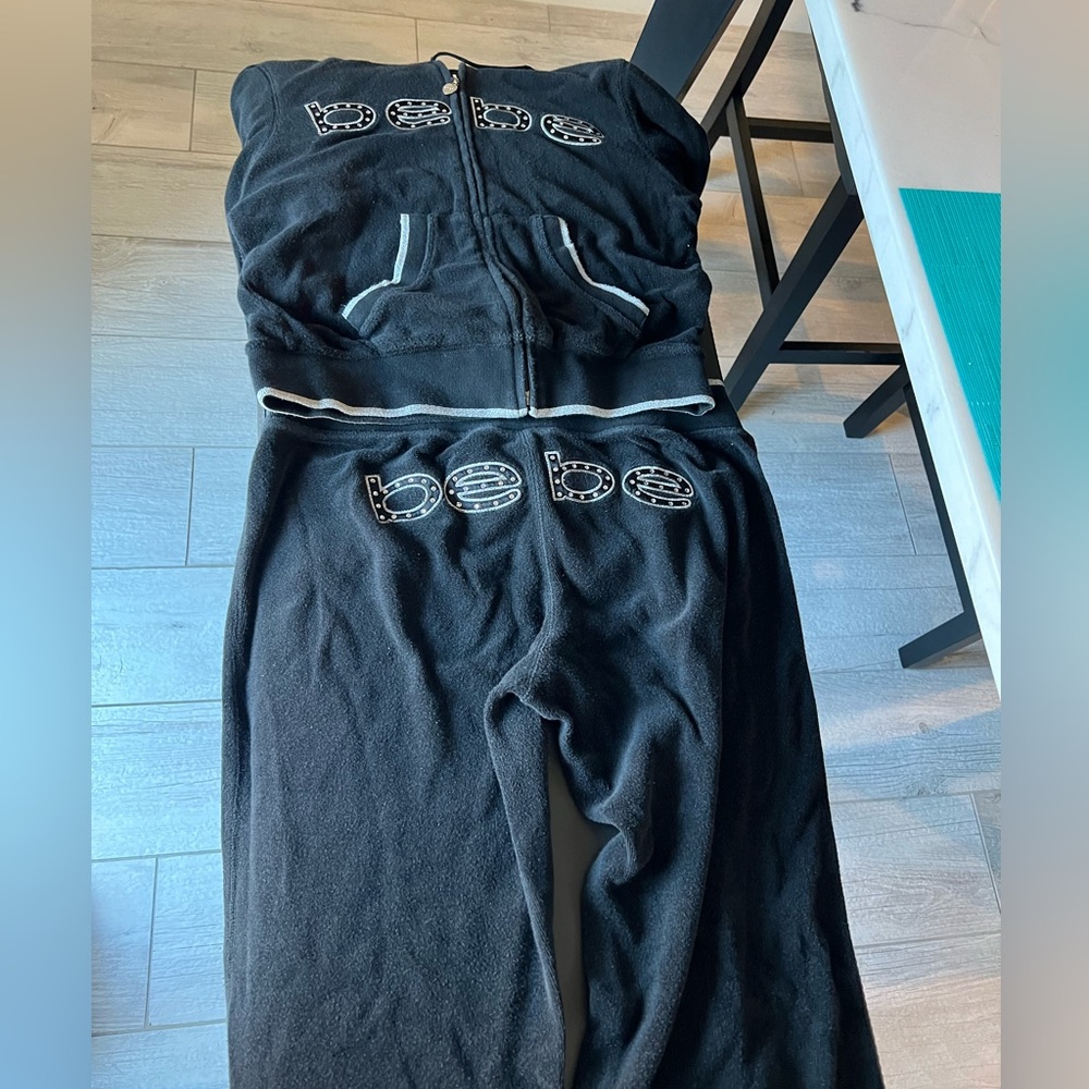 Bebe Y2K Terry zip up hoodie and pants set